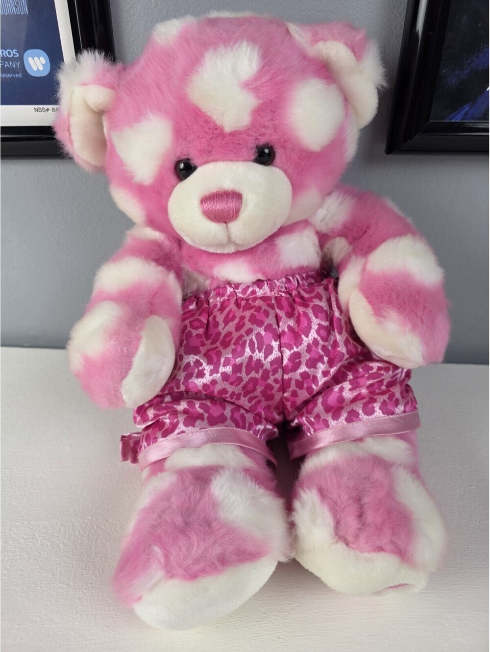 Build-A-Bear Workshop BAB Authentic Vintage Retired Pink Hearts Teddy